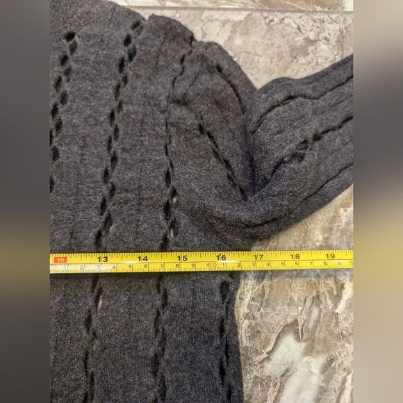 COS Cut-Out gray turtleneck Boiled Wool Tunic sweater crochet ribbed size S cozy - Picture 12 of 12